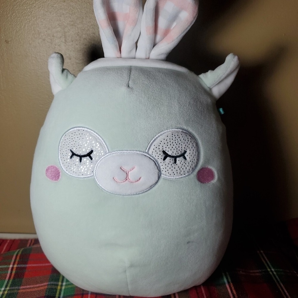 Squishmallow Jim the Llama Easter Bunny Ears Mint Green Plush 8 Inch Kellytoy